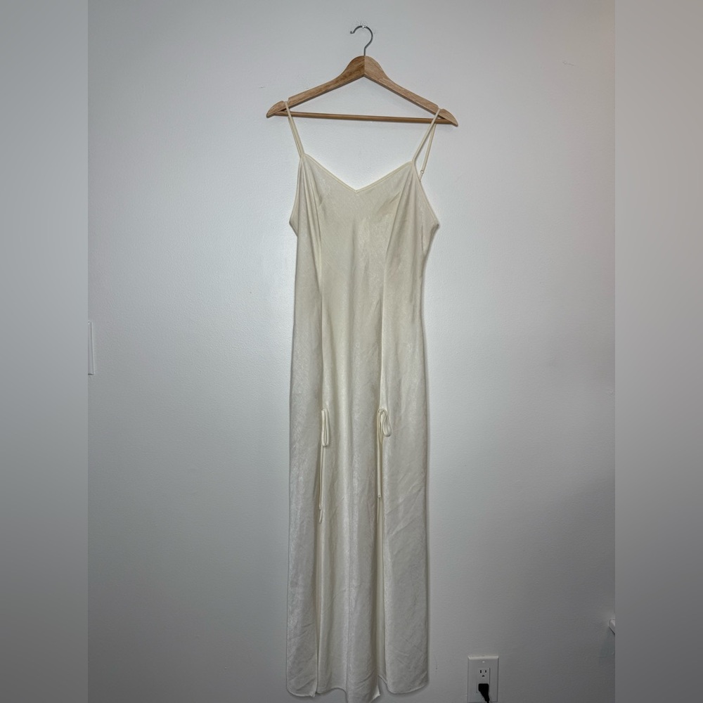 Vintage Victorias Secret Maxi Slip Dress Open Back High Slit Gown medium